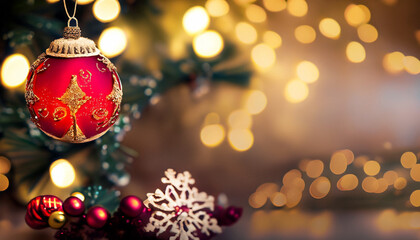 Christmas decoration on the glitter background.