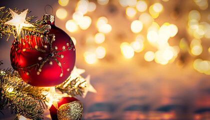 Obraz premium Christmas decoration on the glitter background.