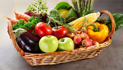 Fresh vegetables  in basket. Healthy food. 