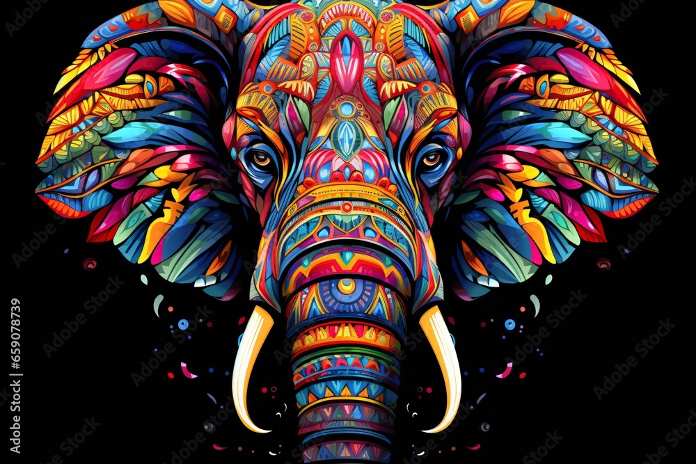 Wall mural colorful illustration of an elephant