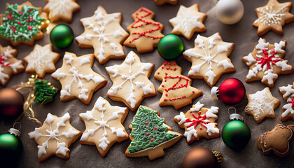Christmas gingerbread cookies and decorations