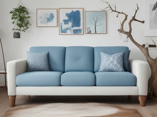 Modern Living Room with Blue Couch