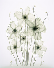 Serenity in Simplicity: Ethereal White Flowers,flowers on green,abstract floral background