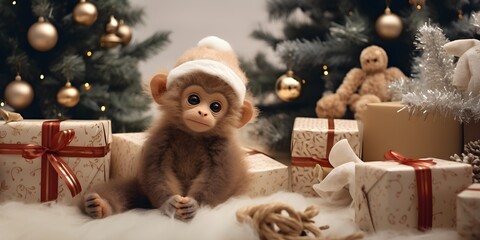 "Cheeky Chimpanzee's Christmas Charades" | Background Design  | Holiday Season | Generative AI Artwork