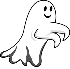 Obraz premium cute ghost clipart doodle element. Happy Halloween ghost cartoon vector illustration. Halloween party card invitation print, shirt or product print, sticker design