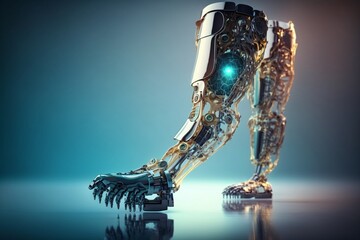 Bionic prosthetic leg. Cybernetic technologies in prosthetics. Leg prosthesis