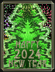 New 2024 year Christmas tree vector illustration