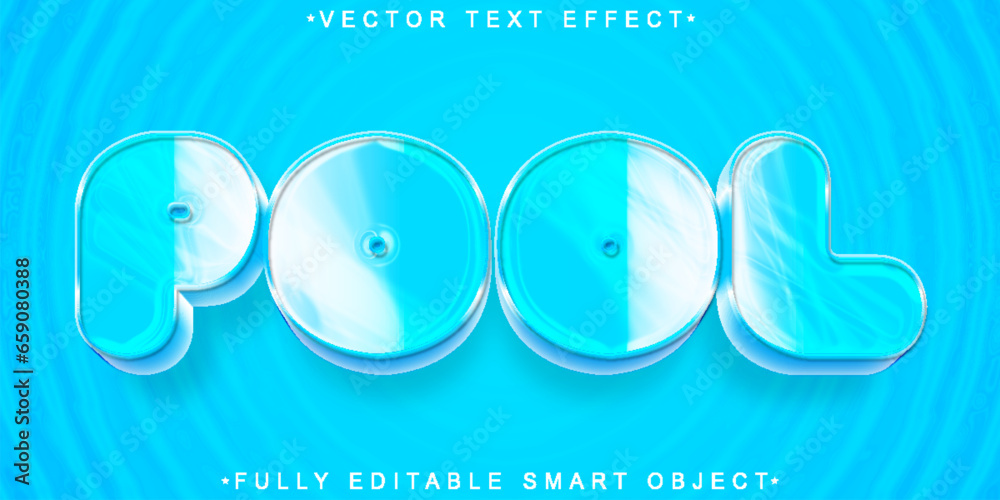 Poster blue pool vector fully editable smart object text effect