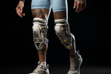 Bionic prosthetic leg. Cybernetic technologies in prosthetics. Leg prosthesis.
