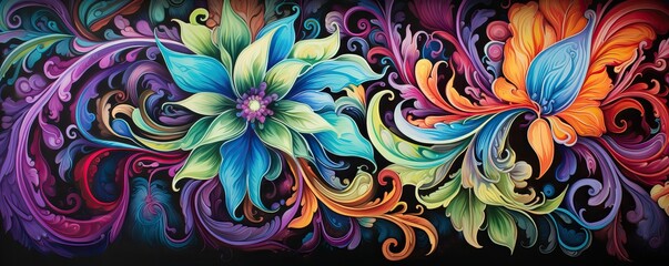 Abstract colorful background with floral ornament.  floral ornament wallpaper.