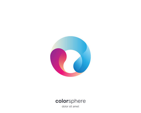 Colorful sphere global logo gradient