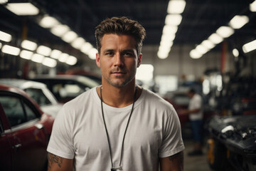 mechanic in a car repair shop