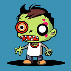 An adorable zombie cartoon character for Halloween festival. Vector