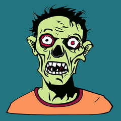 An adorable zombie cartoon character for Halloween festival. Vector