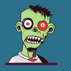 An adorable zombie cartoon character for Halloween festival. Vector