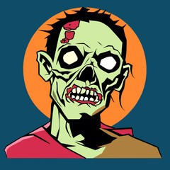 An adorable zombie cartoon character for Halloween festival. Vector