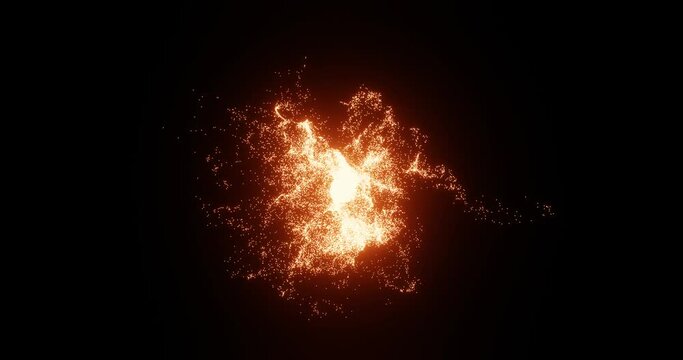 Particles Plasma and flame bright glowing with an abstract ring on transparent background