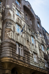 Historical building with relief sculptures, Budapest, Hungary