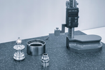 coordinate measuring machine in metal cutting industry. probe measure detail, operator inspection...