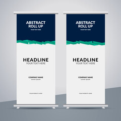 Modern business stand banner with creative blue shapes