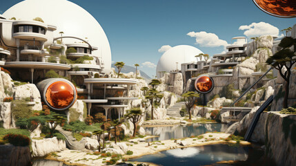 Whimsical Vision: Houses of the Future with a Playful Twist. Generative AI