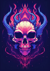 Vibrant flaming skull