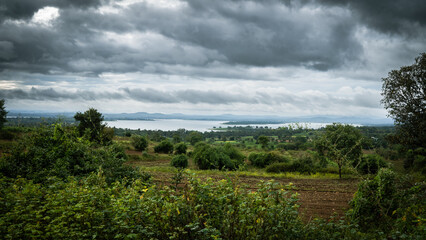Landscape view of Kabini river in Karnataka. 
