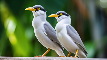 Obraz premium Couple of Bali Mynah Birds on a Tree Branch..
