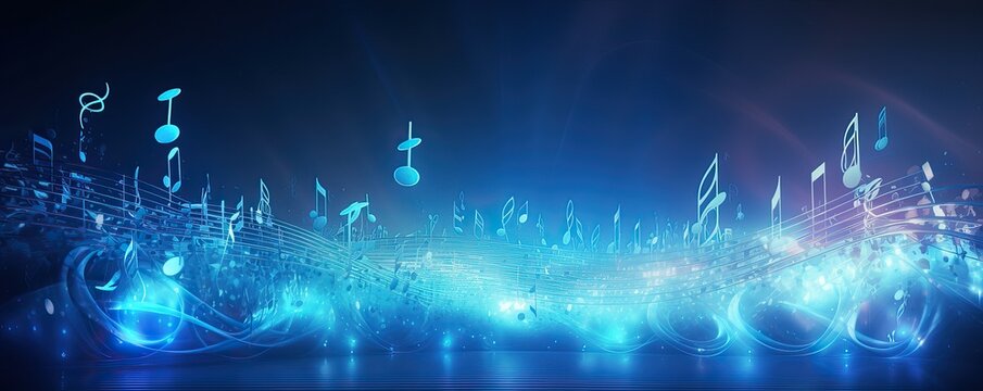 blue Music notes background. music wallpaper .