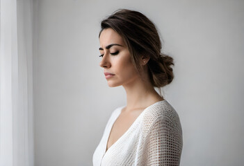 portrait of a sad woman portrait of a shocked woman in minimal style