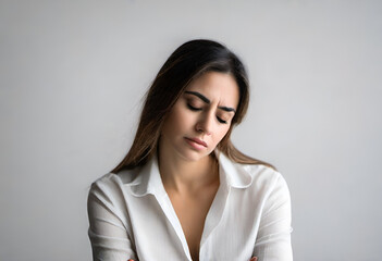 Obraz premium portrait of a sad woman portrait of a shocked woman in minimal style