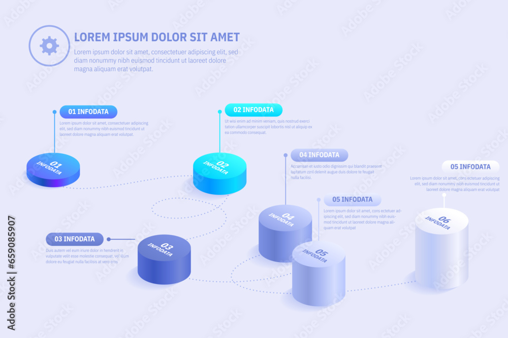 Wall mural 3d isometric perspective infographic. presentation slide template. step options. chart concept. can 