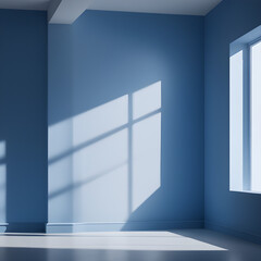 empty room with blue windows, Generative AI