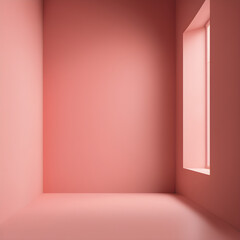 empty room with red wall and window, Generative AI