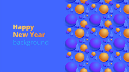 Merry Christmas and Happy New Year background for greeting cards, posters, holiday covers, banners and prints. Winter Landscape. Xmas template for web, social media. Vector Illustration