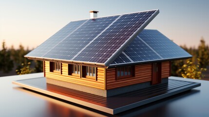 Solar panel on factory or house roof top. Photovoltaic power supply systems. Solar power plant. The source of ecological renewable energy, environment, power, technology