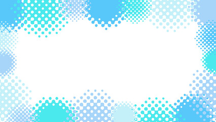 水色のふわふわハーフトーンフレーム　16：9