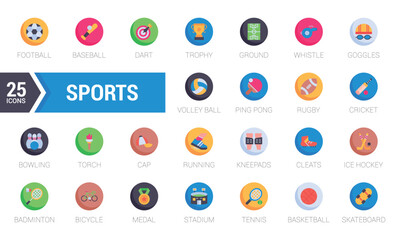 Set of sport equipment icons. Flat icons pack. Vector illustration.
