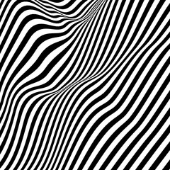 Abstract modern black and white bent stripes zebra background pattern isolated on white background