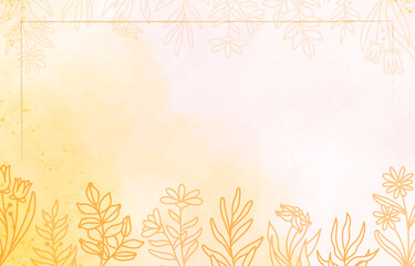 watercolor floral line art background