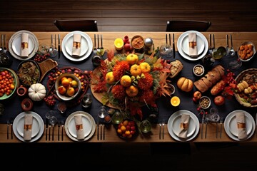 Thanksgiving day turkey and food on the table
