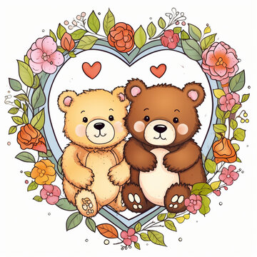 Love and Friendship Day Bears, adorable illustration representing friendship and love