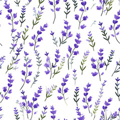 Floral botanical texture pattern with blue flowers and leaves. Seamless pattern can be used for wallpaper, pattern fills, web page background, surface textures.