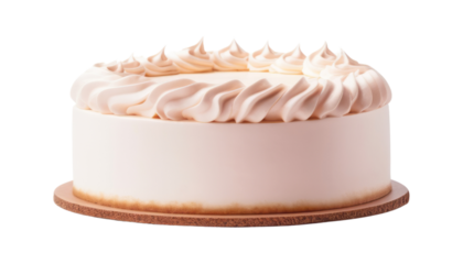 white cake with cream isolated on transparent background cutout