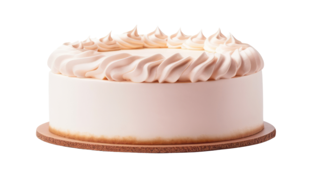 white cake with cream isolated on transparent background cutout