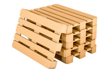 Wooden pallets. 3D rendering isolated on transparent background