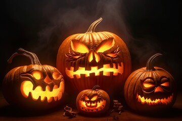 Fototapeta premium Halloween Pumpkin illustration made wit AI Generated