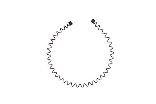 Black metal squiggle hair band isoalted over white top down