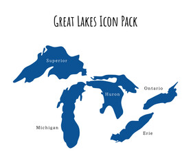 great lakes midwest map graphic pack lake superior lake michigan lake erie lake ontario lake huron