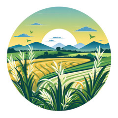  rice and rice field logo